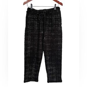 Eva Franco Black Metallic Tweed Joggers Luxe Comfy Pants Size Small